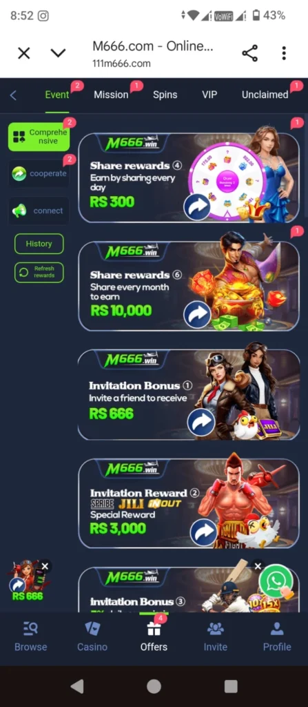 M666 Game rewards